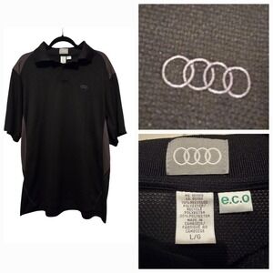 E.C.O. Auto Logo Golf Shirt‎ Mens LG Colorblock Black/Grey Polo RARE Collectible